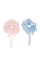 Emi Jay Darling Scrunchie Set in Perfect Pink & Baby Blue, view 2, click to view large image.