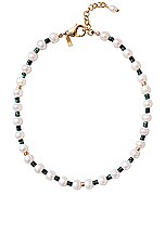 Eliou Fern Necklace in Pearl & Green, view 1, click to view large image.