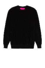 The Elder Statesman Simple Crew Sweater in Black, view 1, click to view large image.