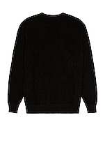 The Elder Statesman Simple Crew Sweater in Black, view 2, click to view large image.