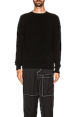 The Elder Statesman Simple Crew Sweater in Black, view 4, click to view large image.