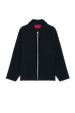 The Elder Statesman Cuddle Cord Zip Jacket in Navy, view 1, click to view large image.