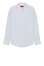 The Elder Statesman Drift Overshirt in Bluebelle, view 1, click to view large image.