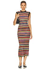 The Elder Statesman Vista Stripe Maxi Dress in Navy Multi, view 4, click to view large image.