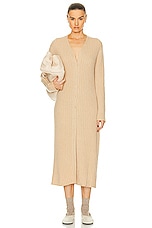The Elder Statesman Medium Rib Button Dress in Khaki, view 1, click to view large image.