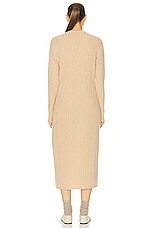 The Elder Statesman Medium Rib Button Dress in Khaki, view 3, click to view large image.
