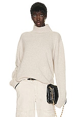 The Elder Statesman Relaxed Turtleneck Sweater in White, view 1, click to view large image.