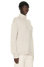 The Elder Statesman Relaxed Turtleneck Sweater in White, view 2, click to view large image.