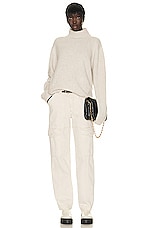 The Elder Statesman Relaxed Turtleneck Sweater in White, view 4, click to view large image.