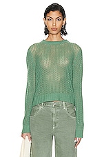 The Elder Statesman Divvy Stitch Crew Sweater in Juniper, view 1, click to view large image.