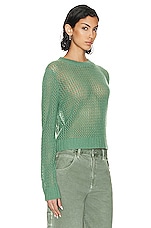 The Elder Statesman Divvy Stitch Crew Sweater in Juniper, view 2, click to view large image.
