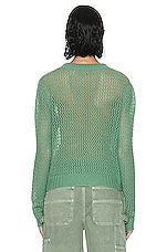 The Elder Statesman Divvy Stitch Crew Sweater in Juniper, view 3, click to view large image.
