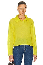 The Elder Statesman Nimbus Henley Sweater in Chartreuse, view 1, click to view large image.