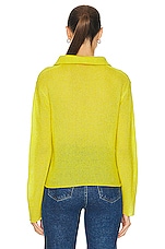 The Elder Statesman Nimbus Henley Sweater in Chartreuse, view 3, click to view large image.