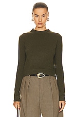 The Elder Statesman Simple Crew Sweater in Olive, view 1, click to view large image.