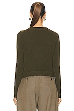 The Elder Statesman Simple Crew Sweater in Olive, view 3, click to view large image.