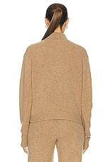 The Elder Statesman Half Zip Sweater in Camel, view 3, click to view large image.