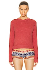 The Elder Statesman Simple Crew Sweater in Rosehip, view 1, click to view large image.