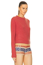 The Elder Statesman Simple Crew Sweater in Rosehip, view 2, click to view large image.