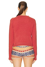 The Elder Statesman Simple Crew Sweater in Rosehip, view 3, click to view large image.