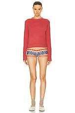 The Elder Statesman Simple Crew Sweater in Rosehip, view 4, click to view large image.