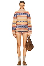 The Elder Statesman Hazy Isle Turtleneck Sweater in Multi, view 4, click to view large image.