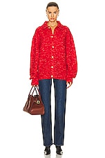 The Elder Statesman Jasper Overshirt in Poppy, view 4, click to view large image.