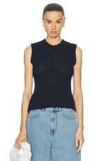 The Elder Statesman Reef Racer Tank Top in Navy, view 1, click to view large image.