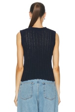 The Elder Statesman Reef Racer Tank Top in Navy, view 3, click to view large image.