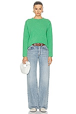 The Elder Statesman Tranquility Roll Crew Sweater in Midori, view 4, click to view large image.
