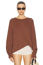 The Elder Statesman Solid Roll Crew Sweater in Cinnamon, view 1, click to view large image.