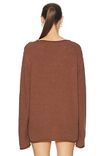 The Elder Statesman Solid Roll Crew Sweater in Cinnamon, view 3, click to view large image.