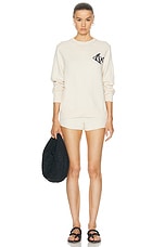 The Elder Statesman Deep Sea Crewneck Sweater in Natural & Navy, view 6, click to view large image.
