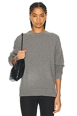 The Elder Statesman Simple Crew Sweater in Light Grey, view 1, click to view large image.