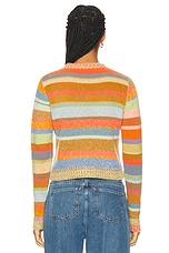 The Elder Statesman Stripe Super Soft Crew Sweater in Multi, view 3, click to view large image.