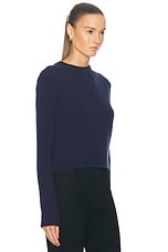 The Elder Statesman Simple Crew Sweater in Navy, view 2, click to view large image.