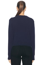 The Elder Statesman Simple Crew Sweater in Navy, view 3, click to view large image.