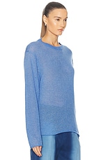 The Elder Statesman Nimbus Coastal Crew Sweater in Crypto Blue, view 2, click to view large image.