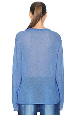 The Elder Statesman Nimbus Coastal Crew Sweater in Crypto Blue, view 3, click to view large image.