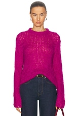 The Elder Statesman Thistle Crew Sweater in Electric Pink, view 1, click to view large image.