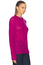 The Elder Statesman Thistle Crew Sweater in Electric Pink, view 2, click to view large image.