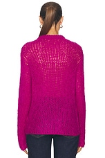 The Elder Statesman Thistle Crew Sweater in Electric Pink, view 3, click to view large image.