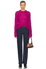 The Elder Statesman Thistle Crew Sweater in Electric Pink, view 4, click to view large image.