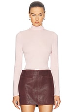 The Elder Statesman Delicash Turtleneck Top in Baby Pink, view 1, click to view large image.