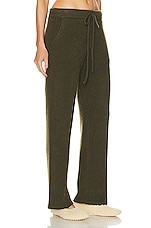The Elder Statesman Lounge Pant in Olive, view 2, click to view large image.