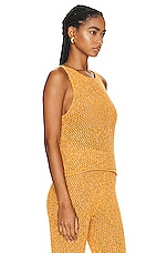 The Elder Statesman Como Cross Net Tank in Gold Speckle, view 2, click to view large image.