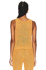 The Elder Statesman Como Cross Net Tank in Gold Speckle, view 3, click to view large image.