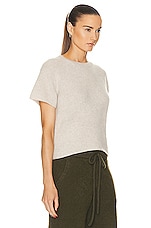The Elder Statesman Knit Short Sleeve Top in White, view 2, click to view large image.