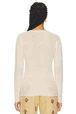 The Elder Statesman Cozy Henley Knit Top in Beige, view 3, click to view large image.
