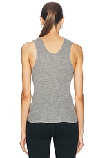 The Elder Statesman Delicash Knit Tank Top in Light Grey, view 3, click to view large image.